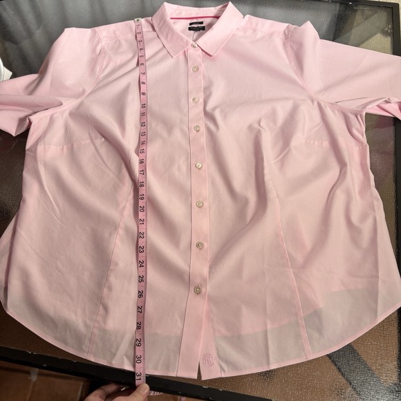 Talbots Button Up Top Womens 24 W Non Iron Shirt Pink Office Casual Plus New NWT - Picture 5 of 7